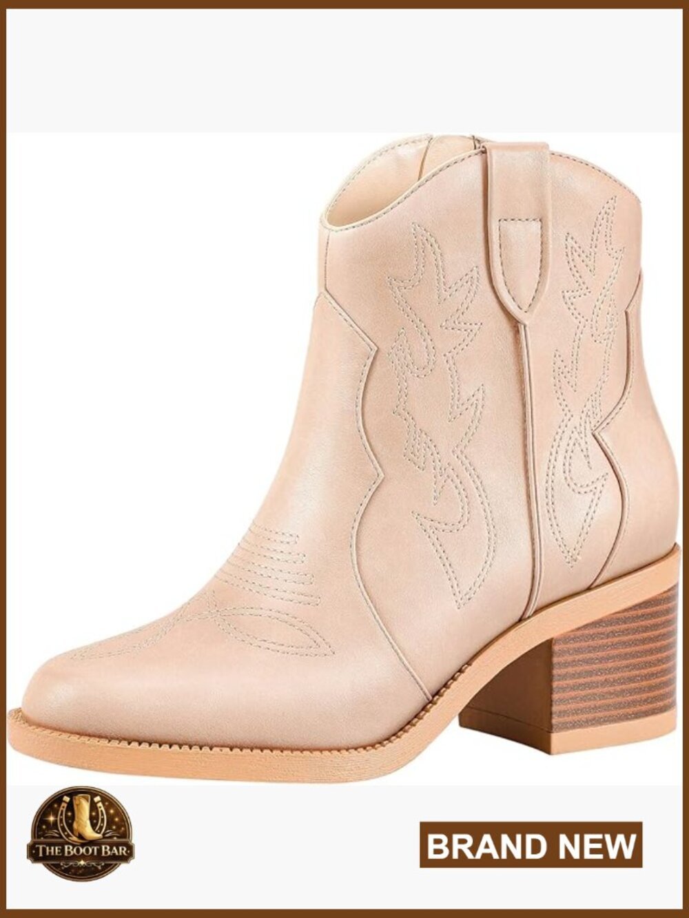 Women's Embroidered Western Cowgirl Booties Round Toe Chunky Heels